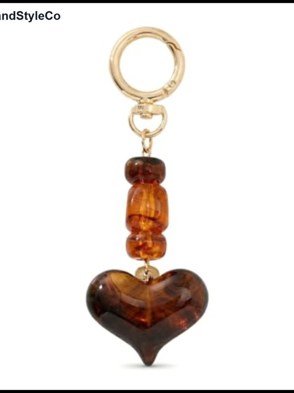 Amber Heart Keychain Charm Acrylic Beaded Bag Charm Purse Accessory